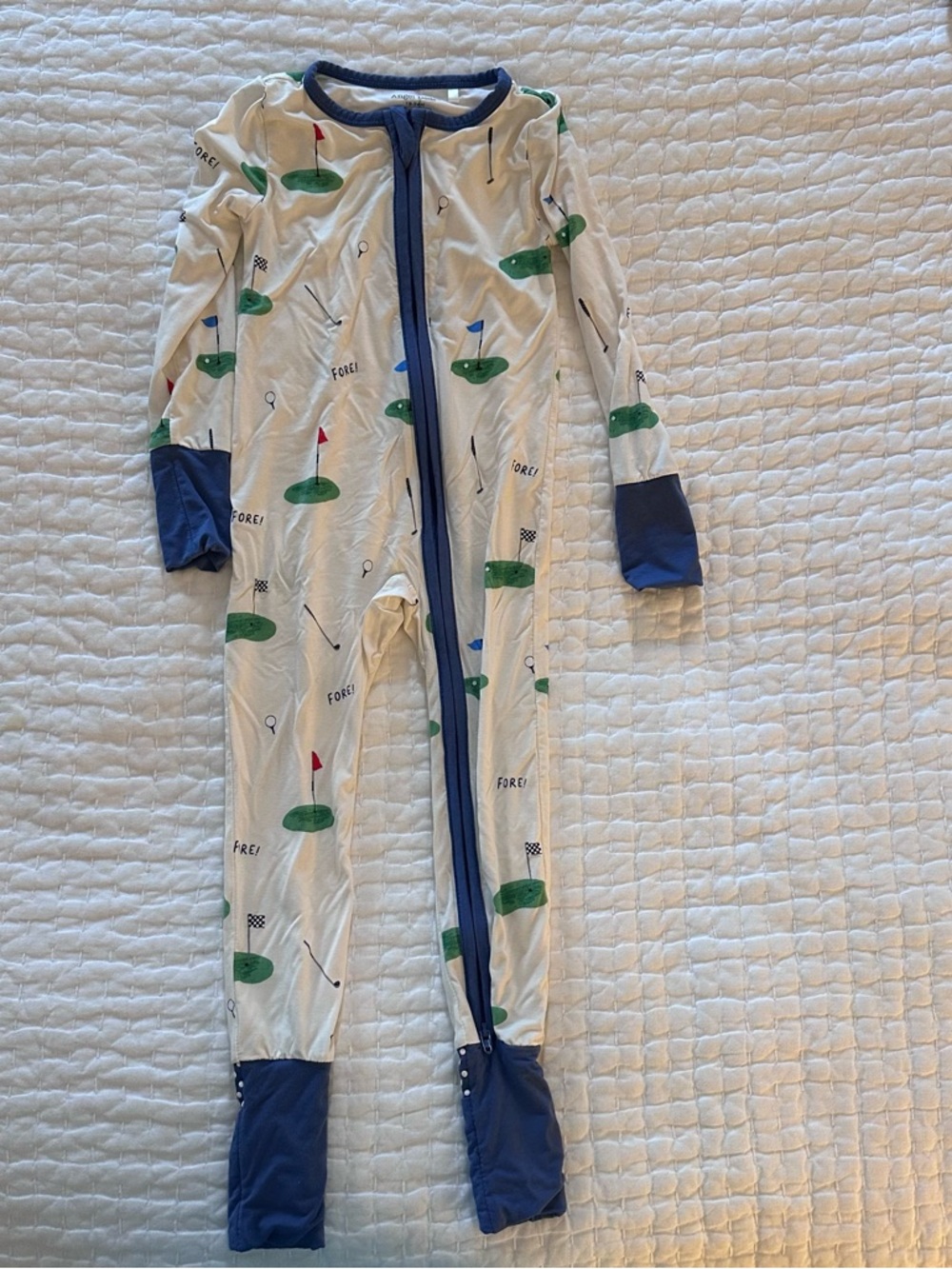 Angel Dear Golf Print Footed One-Piece